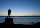 man in front on lake